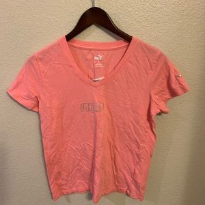 Puma ladies pink shirt sleeve tee